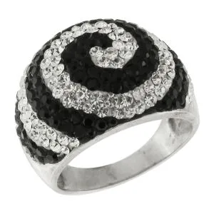 White And Black Crystal Dome Finger Ring