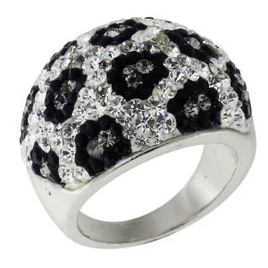 Mix Color Crystal Stone With Football Finger Ring