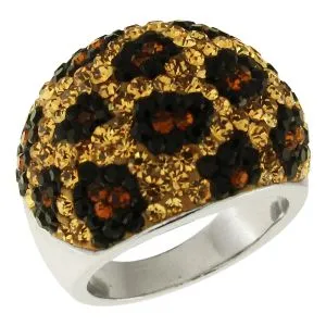 Yellow And Black Crystal Finger Band 