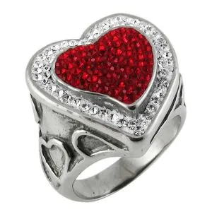 Crystal Twin Heart Finger Ring 