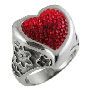 Multi Crystal Heart Finger Ring