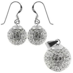 White Crystal stone Studded Silver Jewelry Set