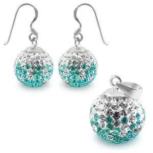 Crystal stone Studded DreamCatcher Silver Jewelry Earring pendant Set 