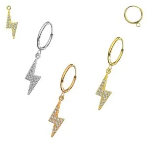 316L Surgical Steel Segment Hoop Ear Ring With Dangling Flash