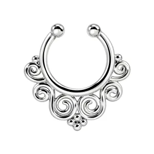 Floral with Flower Dots Non Piercing Fake Septum Ring