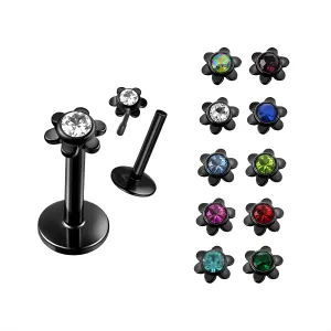 Flower Shaped Blackline jewelled Madonna Labret