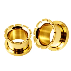 Front Screw Fit Hollow Grooved And Flared Flesh Tunnel