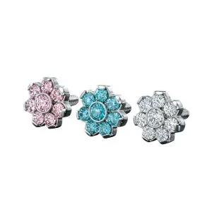 G23 Grade Titanium 5 CZ Flower Dermal Anchor Tops