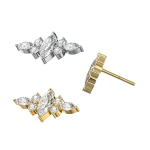 G23 Grade Titanium Clear CZ Jeweled Flying Design Threadless Pin Top