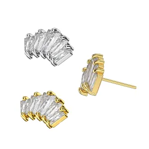 G23 Grade Titanium Crown Shape with CZ Stone Threadless Pin Top