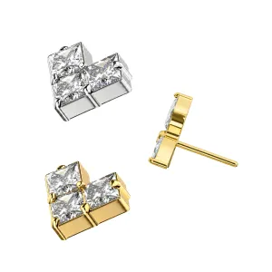 G23 Grade Titanium Crystal Heart Threadless Pin Top
