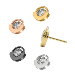 G23 Grade Titanium CZ Jeweled Eye Ball Design Threadless Pin Top