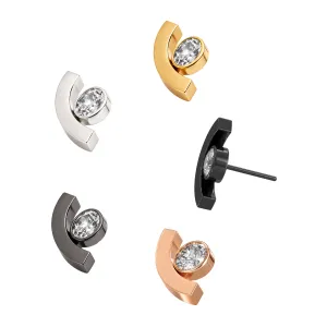 G23 Grade Titanium CZ Jeweled Eyebrow And Eye Design Threadless Pin Top