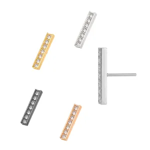 G23 Grade Titanium CZ Jeweled Rectangle Design Threadless Pin Top