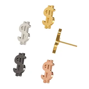 G23 Grade Titanium Dollar Sign Threadless Pin Top