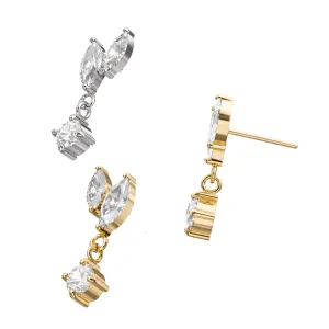 Wholesale G23 Titanium Threadless Pin Top- Fancy Hanging CZ Design - Plain color