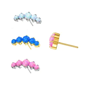 G23 Grade Titanium Five Opal Ball with Threadless Pin Top