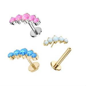 G23 Grade Titanium Five Opal Balls Tragus Top Push Fit with Flat Back Labret