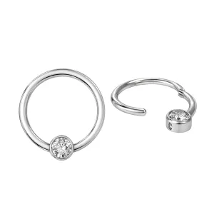 Titanium G23 Jeweled Drum Hinged Clicker Ring