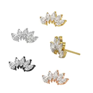 G23 Grade Titanium Marquise CZ Jeweled Fancy Design Threadless Pin Top
