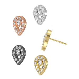 G23 Grade Titanium Multi Jeweled Tear Drop Design Threadless Pin Top