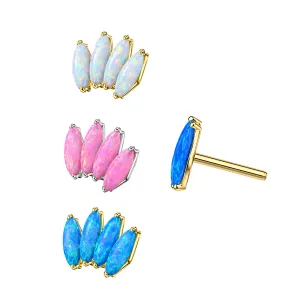 G23 Grade Titanium Opal Stone Threadless Pin Top