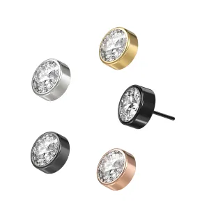 G23 Grade Titanium Round CZ With  Threadless Pin Top