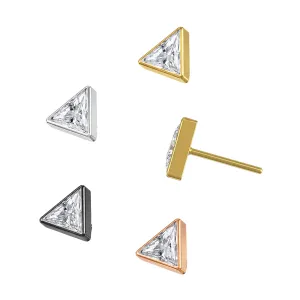 G23 Grade Titanium Triangle CZ Jeweled Threadless Pin Top