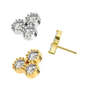 G23 Grade Titanium Triple Petal Threadless Pin Top