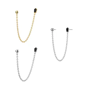 G23 Grade Titanium Two Hole Piercing Chain with Round and Triple Stone Threadless Pin Top