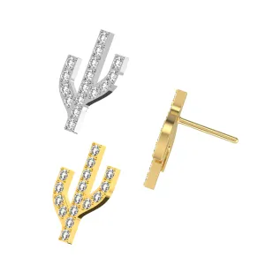 G23 Implant Grade Titanium CZ Stone Cactus Design Threadless Pin Top