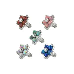 G23 Titanium 5-Petal Opal Flower Dermal Tops