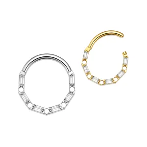 G23 Titanium Baguette Hinged Segment Clicker Ring