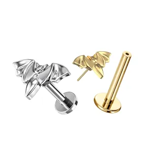 G23 Titanium Bat Design Threadless Pin Tragus Top with Labret