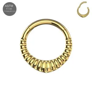 Titanium Carved Teardrop Gold Hinged Segment Clicker