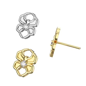 G23 Titanium CZ Jeweled Spider Threadless Pin Top