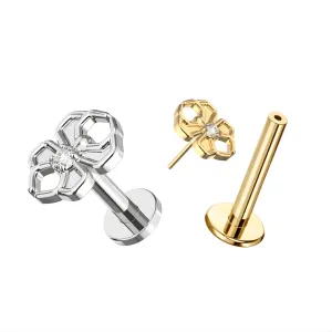 G23 Titanium CZ Jeweled Spider Threadless Pin Tragus Top with Labret