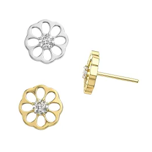 Wholesale G23 Titanium Threadless Pin Top with Labret- Daisy Flower CZ Design - Gold color