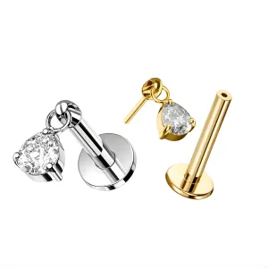 Wholesale G23 Titanium Threadless Labret body jewelry - Pear Drop - Gold color