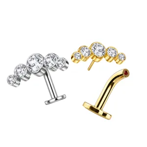 Wholesale G23 Titanium Threadless floating belly button ring - Five CZ Design - Plain color