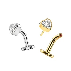 Wholesale G23 Titanium Threadless floating belly button ring - Heart CZ Design - Plain color