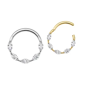 G23 Titanium Hinged Segment Clicker with Marquise CZ Jewelry