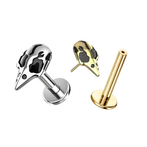 Wholesale G23 Titanium Threadless Pin Top with Labret- Horror Mask Design - Gold Color