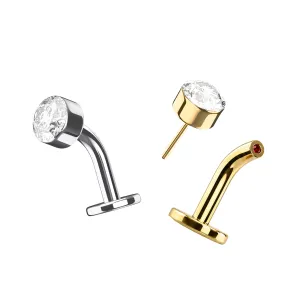 Wholesale G23 Titanium Threadless floating belly button ring - Round CZ Design - Gold color