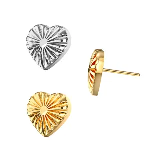 G23 Titanium Stripe Heart Threadless Pin Top