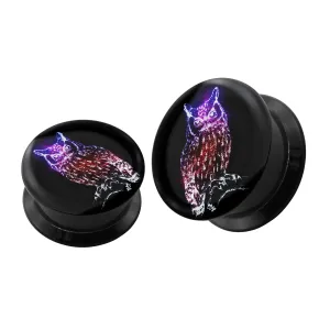 Glowing owl UV Internal Screw Fit Ear Tunnel