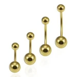 Surgical Steel Gold Anodized 16G Belly Banana with Ball