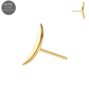 Gold PVD coated ASTM F-136 titanium solid crescent moon threadless piercing top TST193.