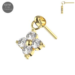 Implant Grade Titanium Bugadi Flower Dangle Threadless Top-Titanium
