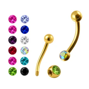 Gold Anodised  crystal Jeweled Eyebrow Banana
